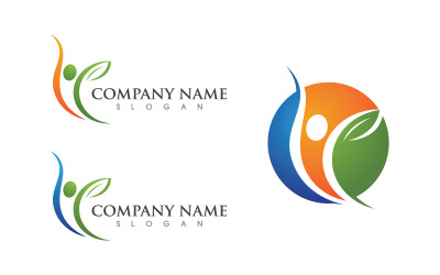 Sağlıklı yaşam İnsan karakteri logo işareti illüstrasyonu v.79