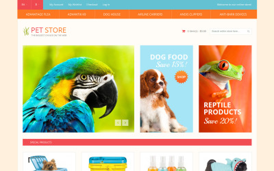 Modello Magento Responsive #50900 per Un Sito di Negozio di Animali