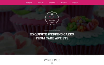 Plantilla de sitio web receptivo de pastel de bodas