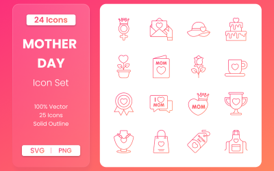 24 Набор иконок ко Дню матери
