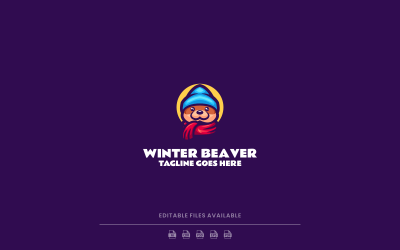 Простой логотип талисмана Winter Beaver