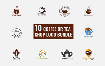 10 Kaffee- oder Teeladen-Logo-Paket