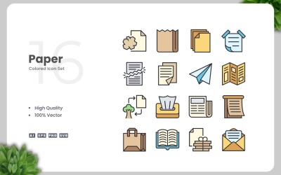 Набір 16 паперових кольорових іконок