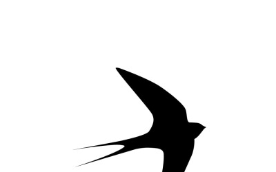 Swallow bird or swiftlet silhouette black isolated