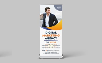 Modern standee rollup banner for a marketing firm