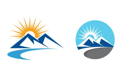 Hill Nature Mountain icon Logo Template illustration design v.12