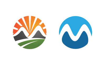 Hill Nature Mountain icon Logo Template illustration design v.15