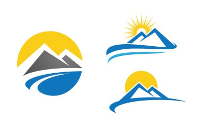 Hill Nature Mountain icon Logo Template illustration design v.27