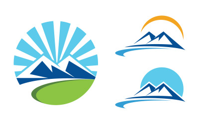 Hill Nature Mountain icon Logo Template illustration design v.5