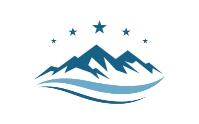 Hill Nature Mountain icon Logo Template illustration design v.8