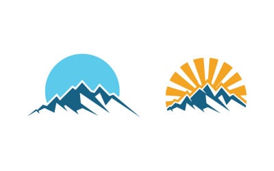 Hill Nature Mountain icon Logo Template illustration design v.9
