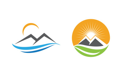 Ilustración del diseño del logotipo de la plantilla del icono de la montaña de la naturaleza de la colina v.14