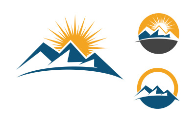 Ilustración del diseño del logotipo de la plantilla del icono de la montaña de la naturaleza de la colina v.26