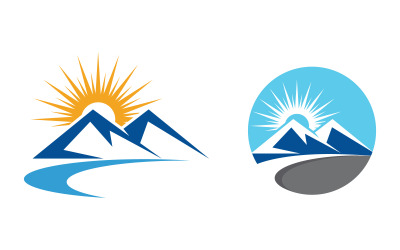 Plantilla de logotipo con diseño de ilustración de icono de montaña y colina (v.12)