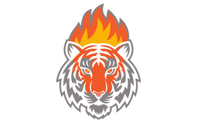 Logotypen tigeransikte med en man av lågor