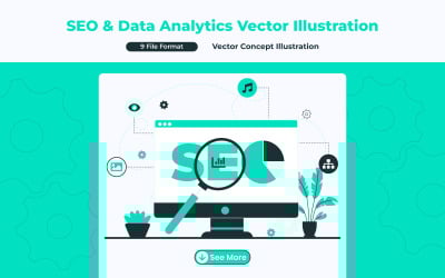 SEO &amp;amp; Data Analytics Vector Illustration – Flat Design