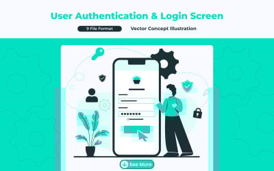 User Authentication &amp;amp; Login Screen- Flat Concept Design