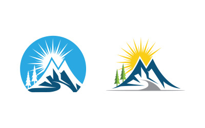 Hill Nature Mountain icon Logo Template illustration design v.32