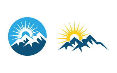 Hill Nature Mountain icon Logo Template illustration design v.35