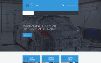 Plantilla de sitio web receptivo de lavado de autos