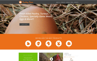 Responsieve websitesjabloon voor pluimveebedrijven