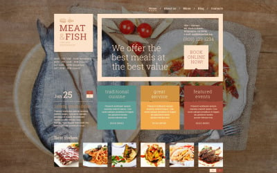 Тема WordPress для мясного рыбного ресторана