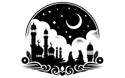 A eid silhouette vector art illustration