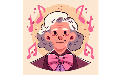 Nyckfull karaktärsillustration med musiktema