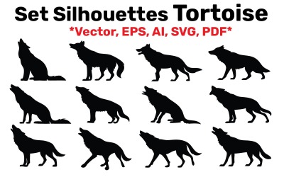 Set Silhouetten wolf verschillende poses, Vector, Gemakkelijk te bewerken geïsoleerd op witte Achtergrond
