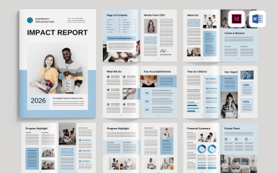 Szablon raportu wpływu | Microsoft Word i Adobe Indesign