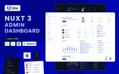 Uno – Nuxt 3 TailwindCSS és ShadCN Admin Dashboard sablon