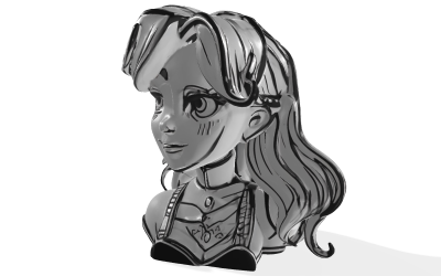 Anime Girl Bust - Gestileerd karaktersculptuur 3D-model