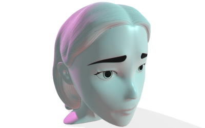 Busto con rostro estilizado sereno, modelo 3D
