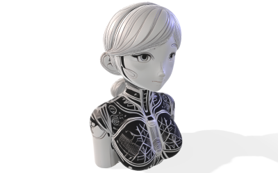 Cybernetisch FeMuse Buste 3D-model