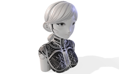 Cybernetyczny model popiersia FeMuse 3D