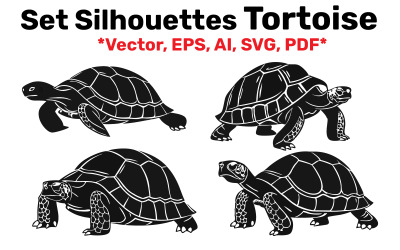 Imposta Silhouette Tartaruga diverse pose, Vettore, Facile da modificare isolato su sfondo bianco