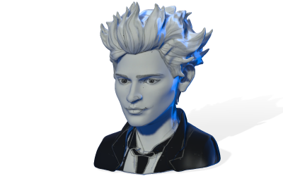 Modello 3D di busto punk luminoso