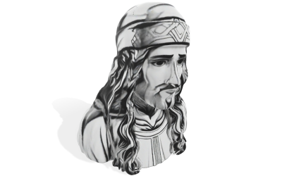 Serene Robed Figure Buste 3D Model