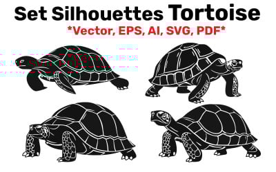 Установите силуэт черепахи в разных позах, вектор, легко редактировать, изолированный на белом фоне