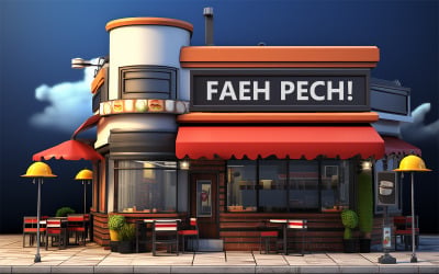 Fast food store front logo mockup | store front mockup