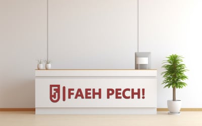 Mockup logo scrivania ufficio | Mockup reception ufficio