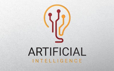 Sztuczna inteligencja Inteligentna żarówka Obwód lampy Nowoczesna technologia Linia Abstrakcyjny szablon logo