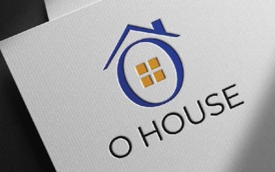 Plantilla de logotipo para casa, ventana, edificio y negocio con la letra O del alfabeto