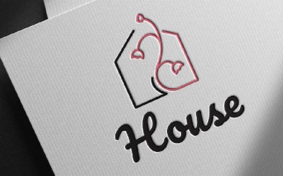 Tulip Flower Floral Plant Florist Home House Building Line Outline Logo Template
