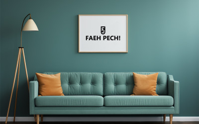 Blue interior logo mockup design | Blue interior mockup