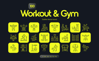 Moderne workout- en sportschool-iconenset