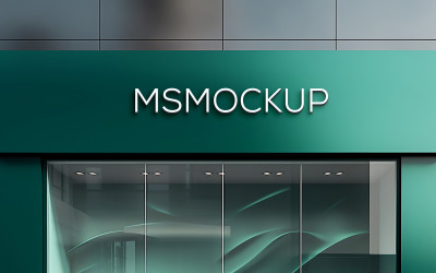 Front Sign Building Logo Mockup Psd Front Sign Realistic 3d Logo Mockup