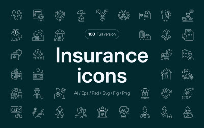 Nowoczesny zestaw ikon ubezpieczeniowych