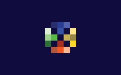 Plantilla de diseño de logotipo con letra T de píxel