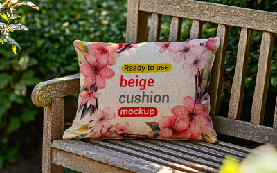 Beige Cushion Mockup Comfortable Pillow Mockup